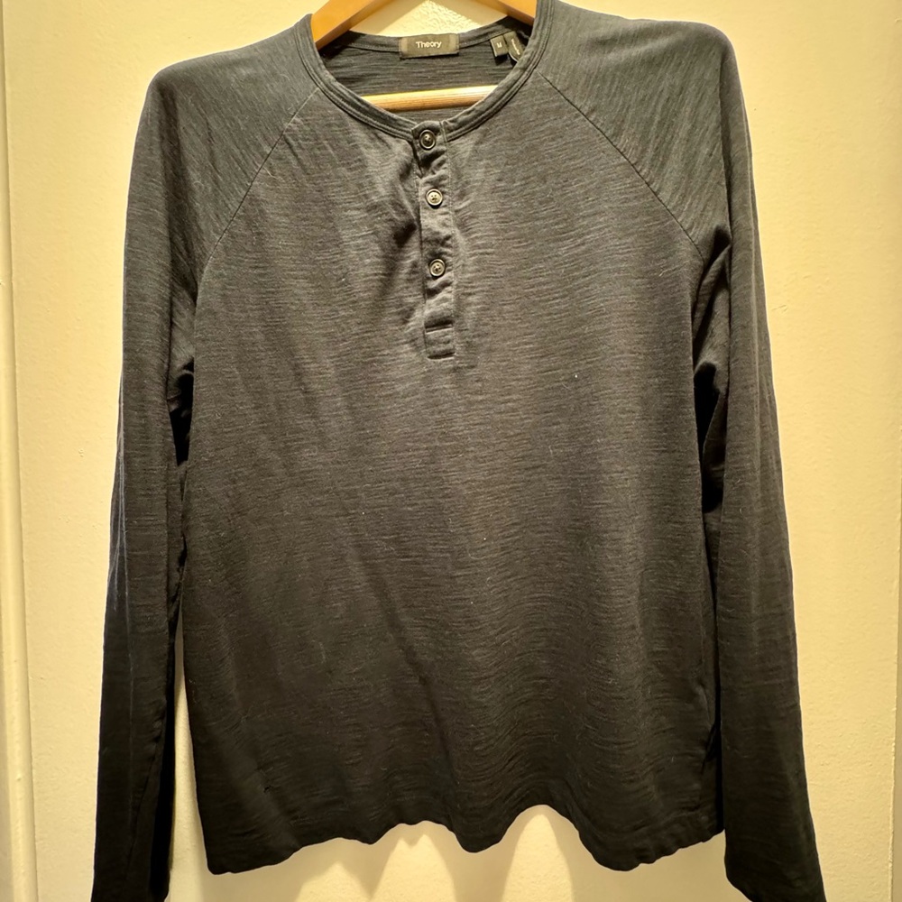 Theory Men's Blue Henley Shirt